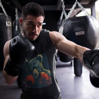 Grizzly Bear Boxer boxing vest in black, shadowboxing shot