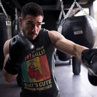 Oh You Throw Balls Retro boxing vest in black