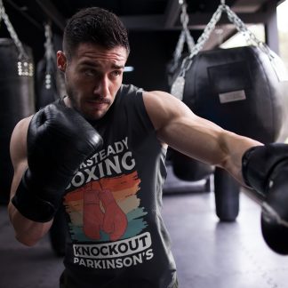 Rocksteady Boxing Sunset boxing vest in black, shadowboxing shot